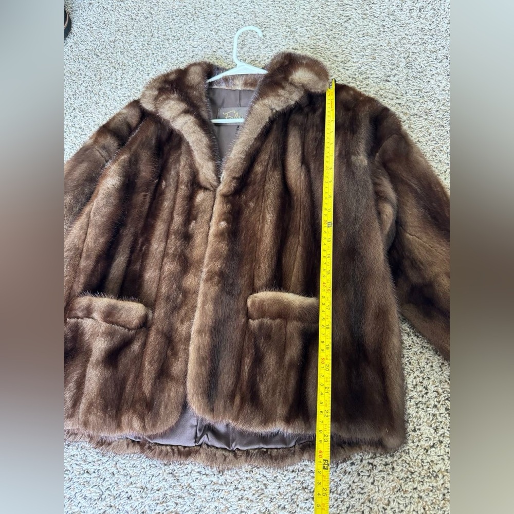 Vintage Fabrizio Classic MINK fur Jacket Brown Medium Coat - Picture 11 of 12